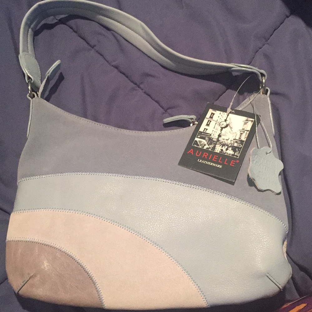 Ombré blues/ gray Aurielle leather handbag